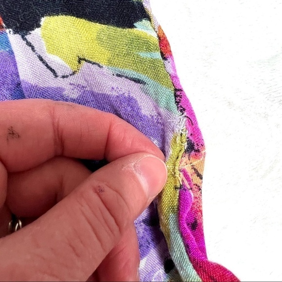 In Charge Vintage 90s Retro Colorful Floral Print Short Sleeve Romper Medium - Picture 8 of 16